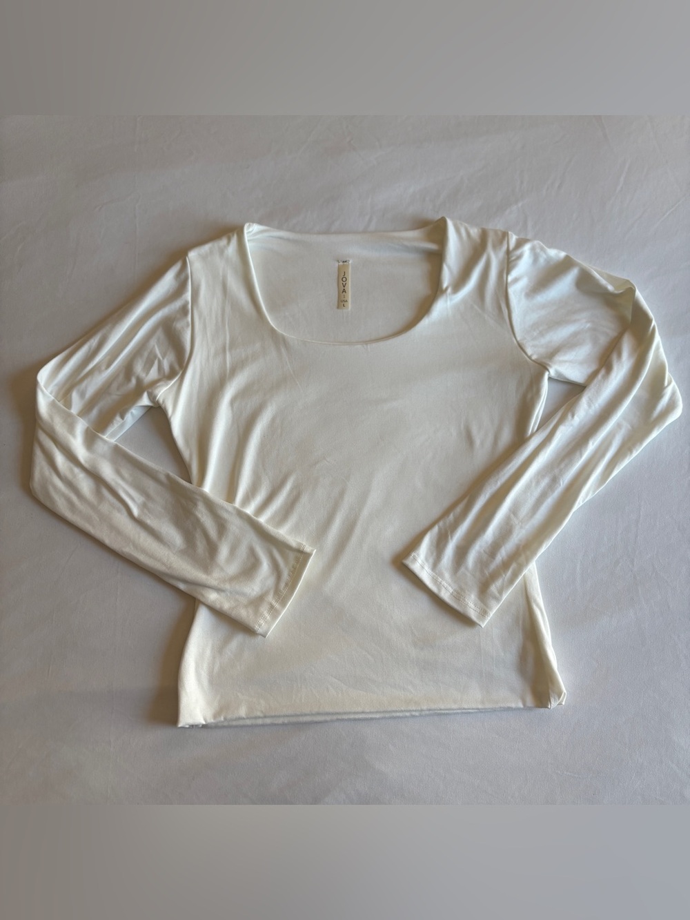 Jova White Buttery Soft Scoop Neck Long Sleeve Top Casual Everyday Basics